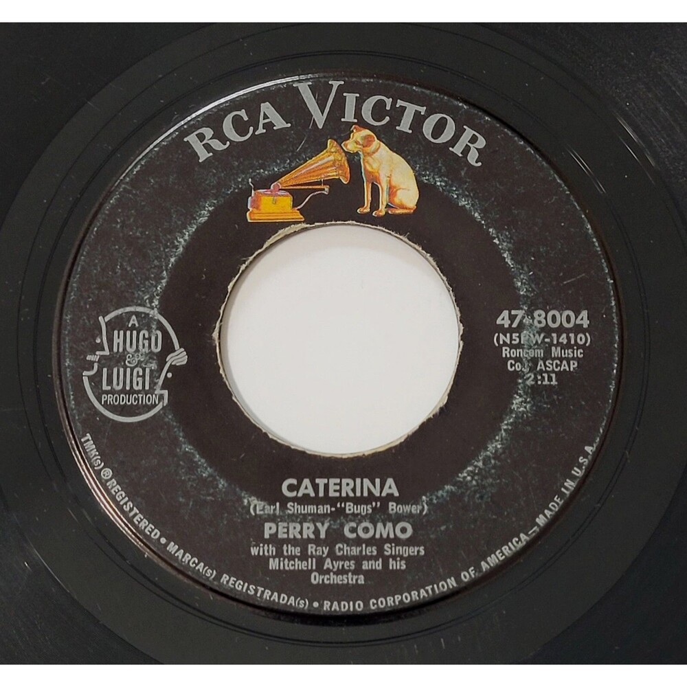 Perry Como Caterina / The Island Of Forgotten Lovers 45 RPM RCA VG Pop '62